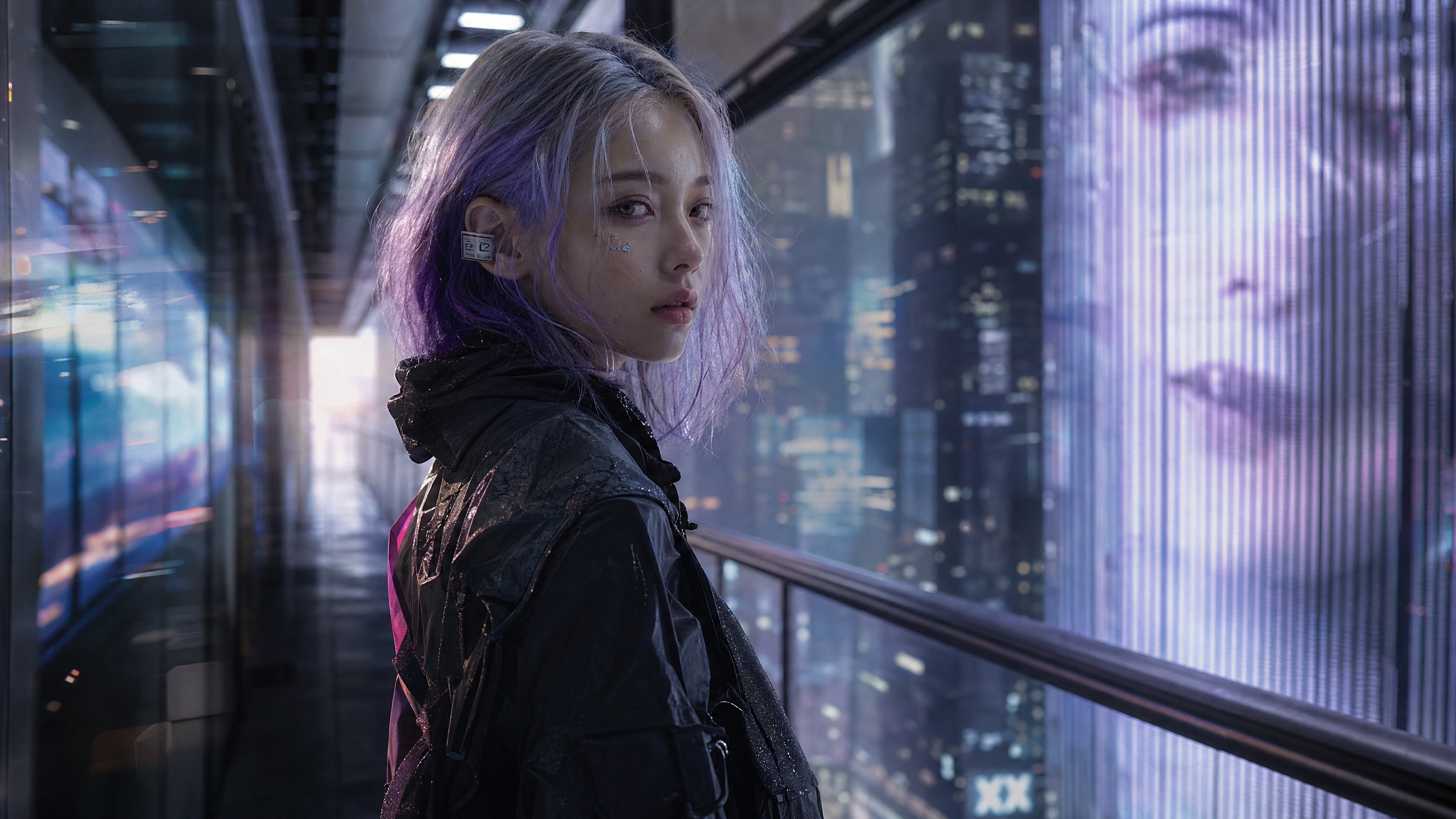 玻璃天桥中的真人赛博朋克创作者主视觉